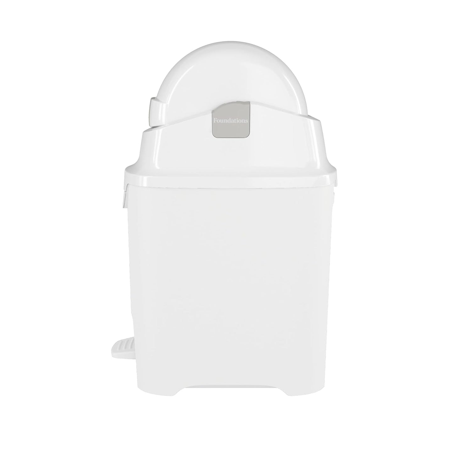 Foundations Mini Hands-Free Diaper Pail with Airtight Lid - Durable & Odorless Diaper Disposal, Large Capacity, Holds up to 30 Newborn Diapers, Refill with Any Bags - White
