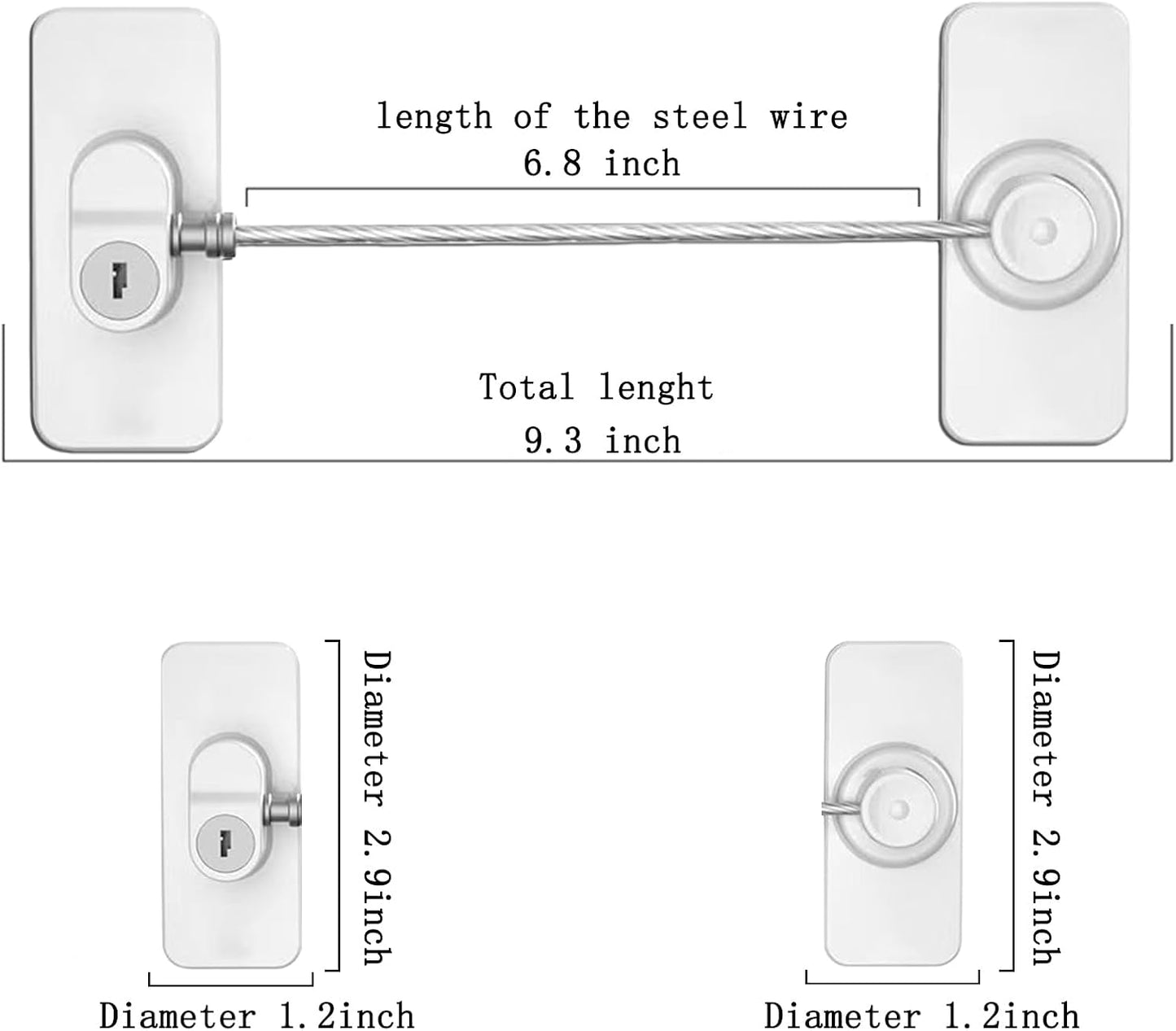 Fridge Lock (4 Pack),Refrigerator Lock with Keys,for Fridge, Cabinet Locks, Drawers, Dishwasher, Toilet and Child Safety Cabinet Locks, Traceless Adhesive No Drilling (White)