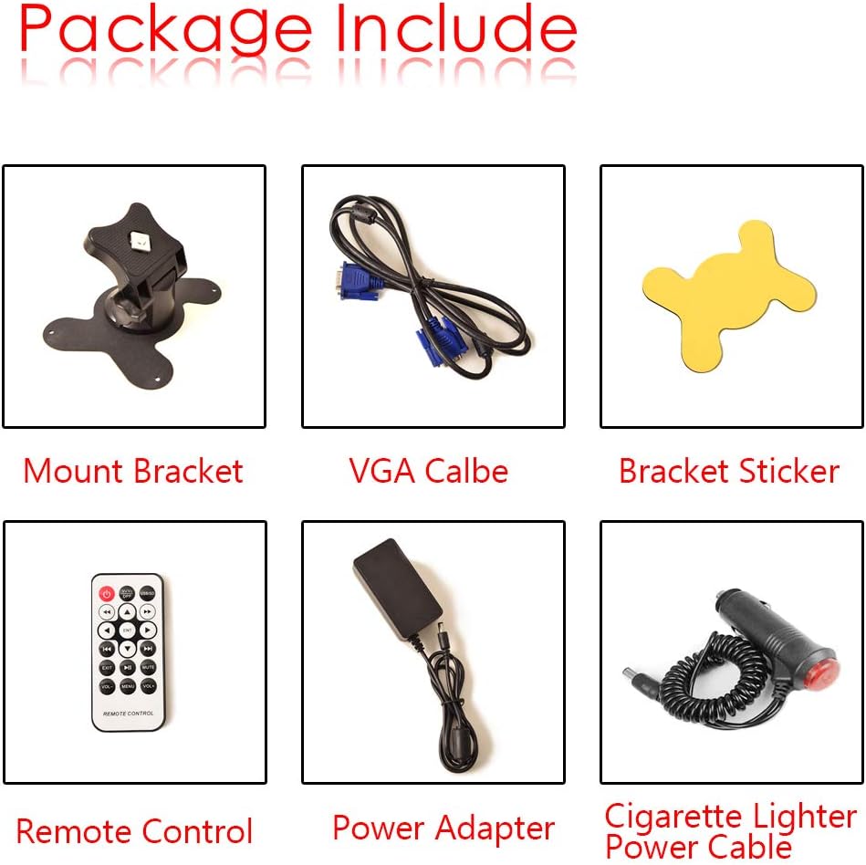 8 inch CCTV Monitor, TFT LCD Security Screen with VGA HDMI AV BNC USB Audio in/Out Ports Built-in Speaker, HD Display for Surveillance Camera STB 1024x768 Resolution with Car Power Adapter 12-24V