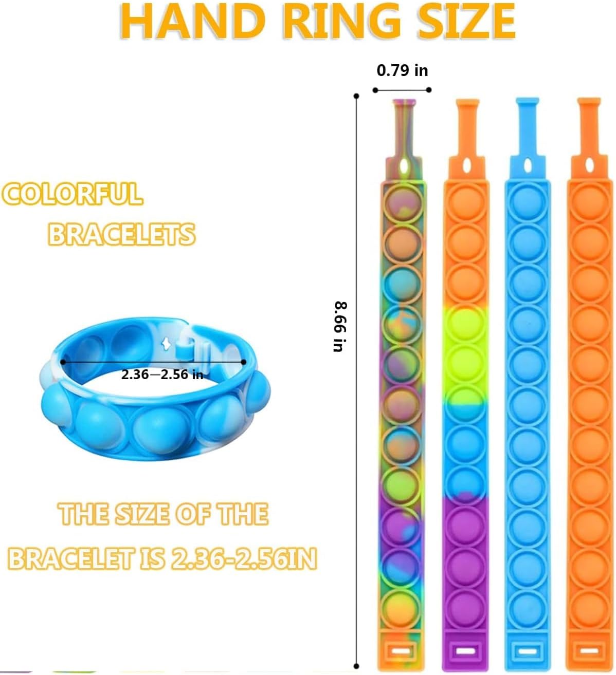 50pcs pop Random Bracelet,Pop Bubble Fidget Sensory Toys, Pop Toy Bulk for Party Favor, Classroom Student Prizes Easter Basket Goodie Bag Stuffers Christmas Valentine Gift for Kid