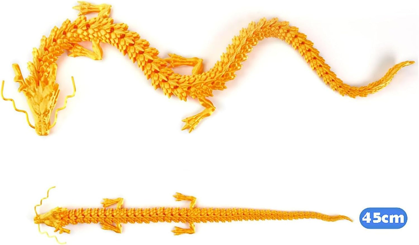 3D Printed Dragon Fidget Toy, 18in Surprise Mystery Dragon, Crystal Dragon Fidget Toy, Articulated Pye Dragon Fish/Display Cabinet/Home/Office Desktop Decor (Cream White Matte)