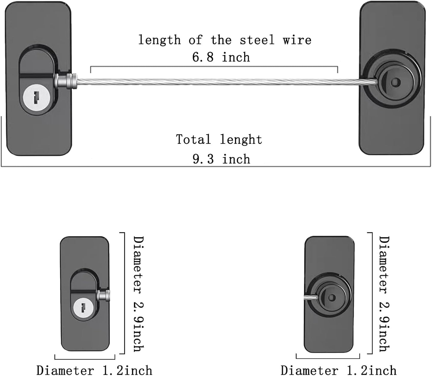 Fridge Lock (4 Pack),Refrigerator Lock with Keys,for Fridge, Cabinet Locks, Drawers, Dishwasher, Toilet and Child Safety Cabinet Locks, Traceless Adhesive No Drilling (Black)