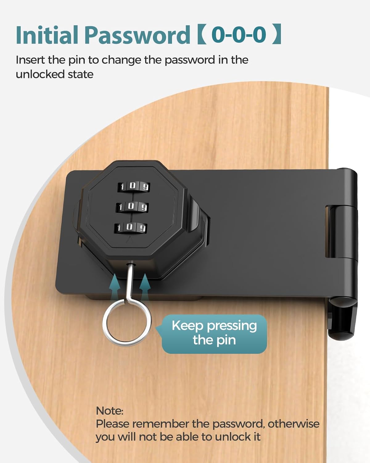 90 Degree Cabinet Combination Door Lock Latch, Zinc Alloy Password Rotary Hasp Lock, Keyless Folding Latches for Office File Cabinet, Drawers, Cupboard, Small Doors, Locker (1, Black)