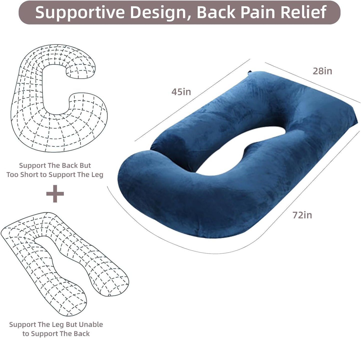 60 Inch Full Body Pregnancy Pillows for Sleeping Cooling Pregnancy Pillow,U Shaped Pregnancy Body Pillow,Maternity Pillows for Pregnant Women with Removable Washable Velvet Cover.(Blue)