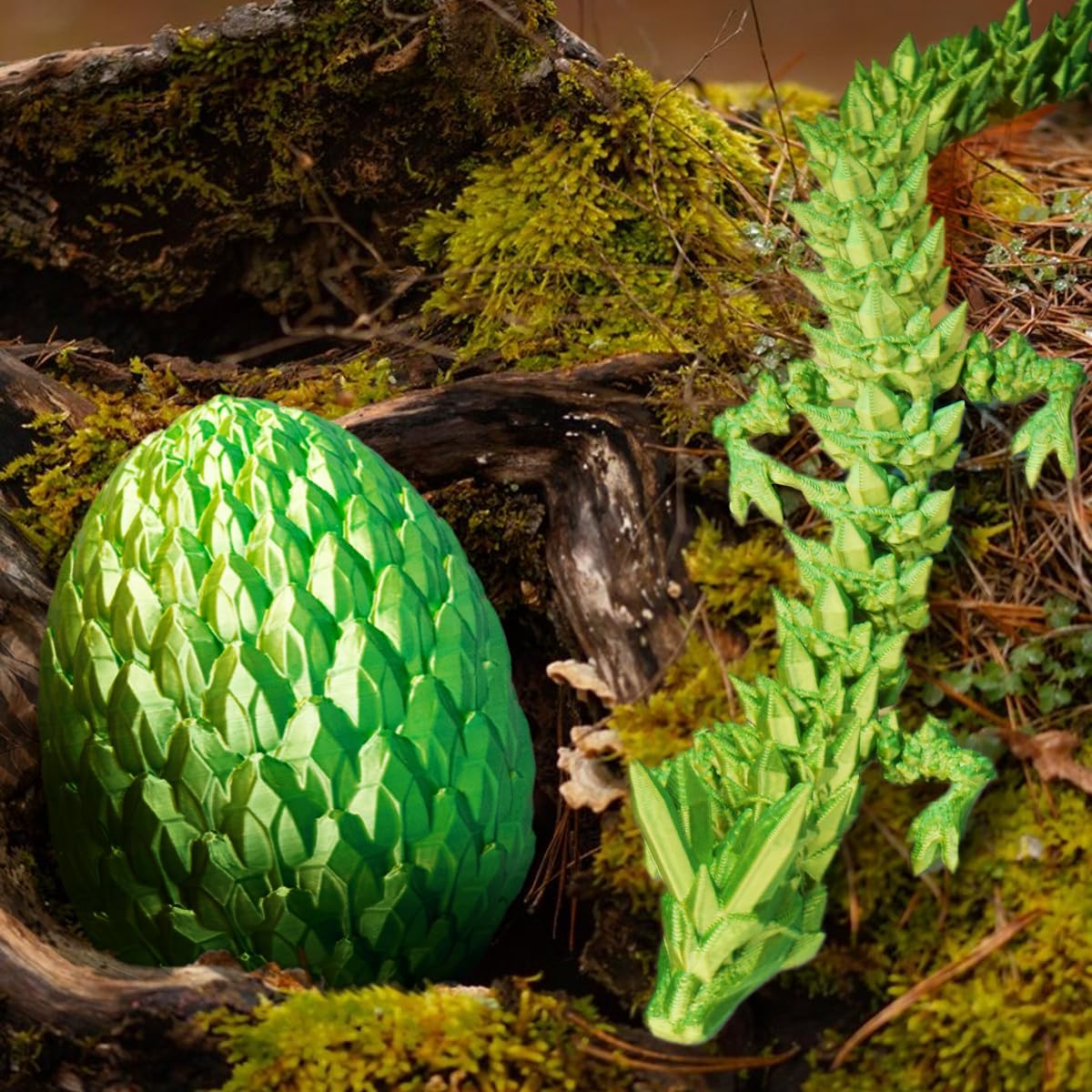 3D Printed Dragon Egg, Beautiful Flexible Joints Executive Desk Toys, Gifts for Adults and Kids (Laser Yellow&Green)