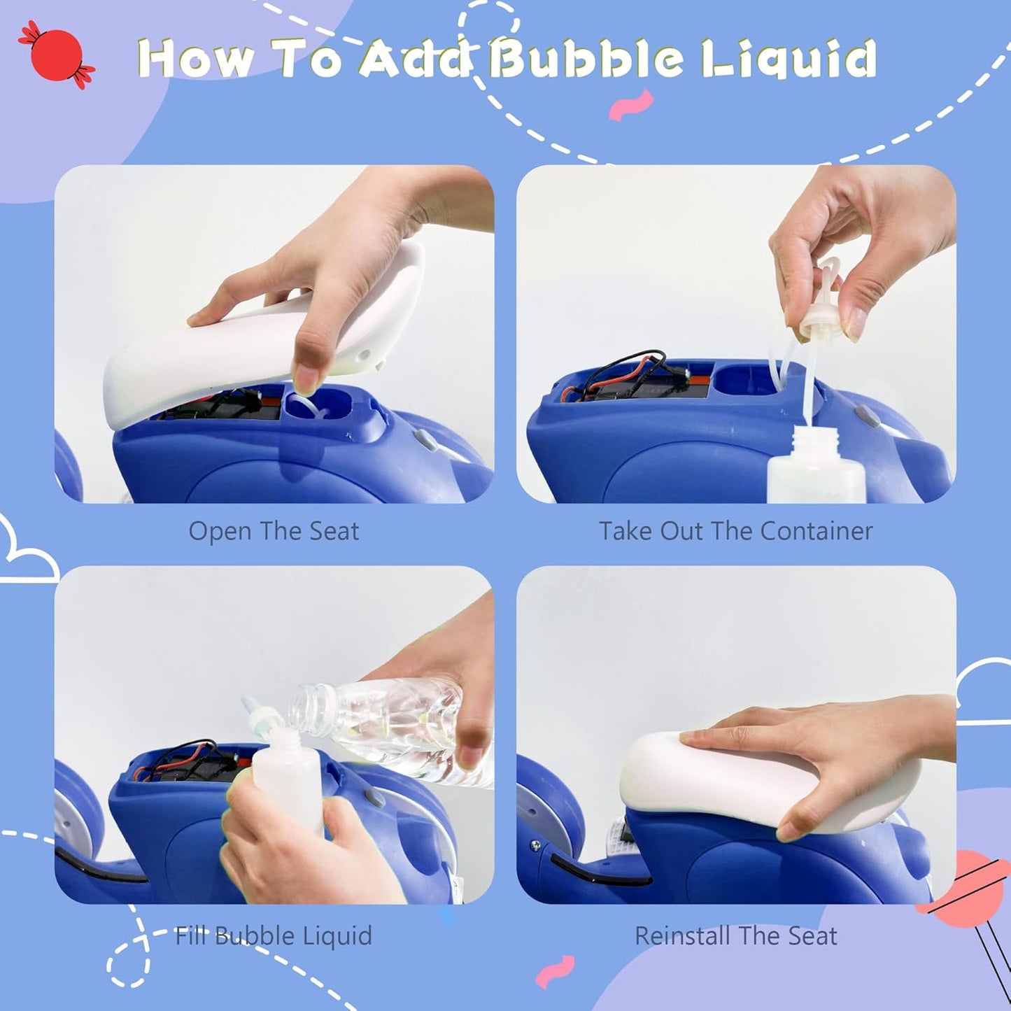 6V Electric Baby Balance Bike with Bubble Machine,4 in 1 Toddler Balance Bike w/Remote Control for 1 Year Old Boys Girls Kids Bubble Bike Ride on Toys w/Powered Motor,Music,LED Lights (Blue)