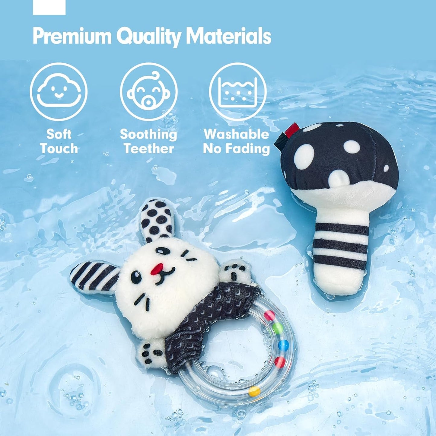 hahaland High Contrast Baby Toys for Newborn - Infant Baby Black and White Sensory Newborn Toys for Brain Development Montessori Tummy Time Toy for 0 3 6 Months