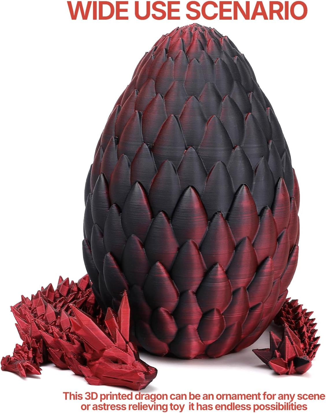 3D Printed Dragon Toy 12" Crystal Dragon Fidget Executive Desk Dragon Egg