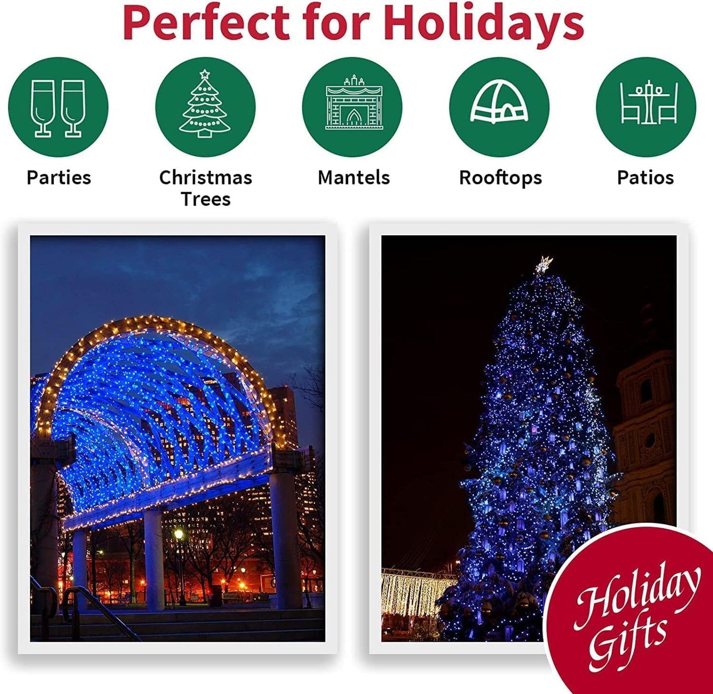 33ft Christmas Decorative Mini Lights, 100 LED Transparent Wire Fairy Starry String Lights Plug in, 11 Lighting Modes, for Indoor Outdoor Xmas Tree Wedding Party Decoration (Blue)