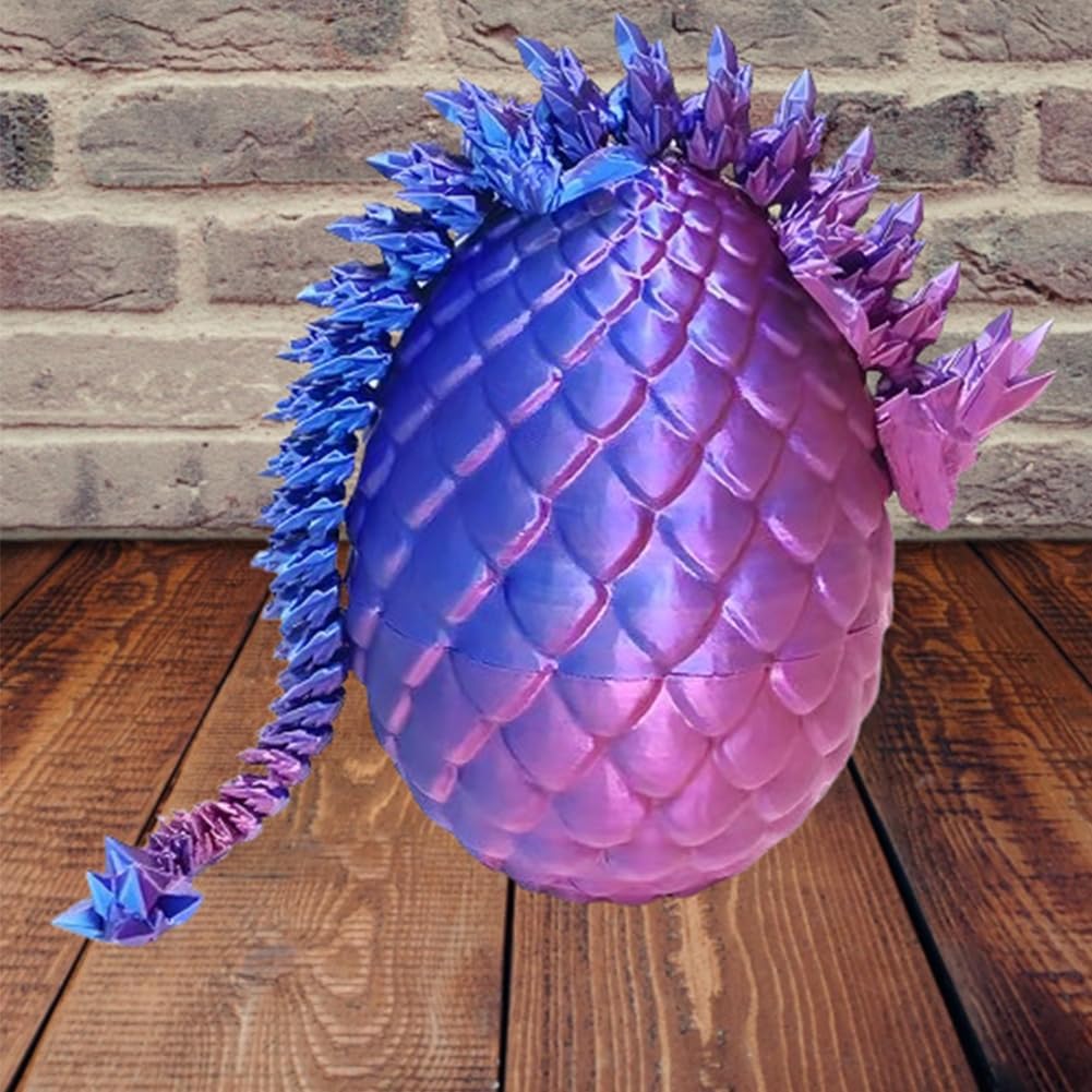 3D Printed Dragon Eggs with Dragon Inside - Mystery Dragon Egg Fidget Toy, 3D Dragon Eggs with Dragon Inside Fidget, 3D Printed Dragon Egg Fidget for ADHD/Autism, Laser Violet