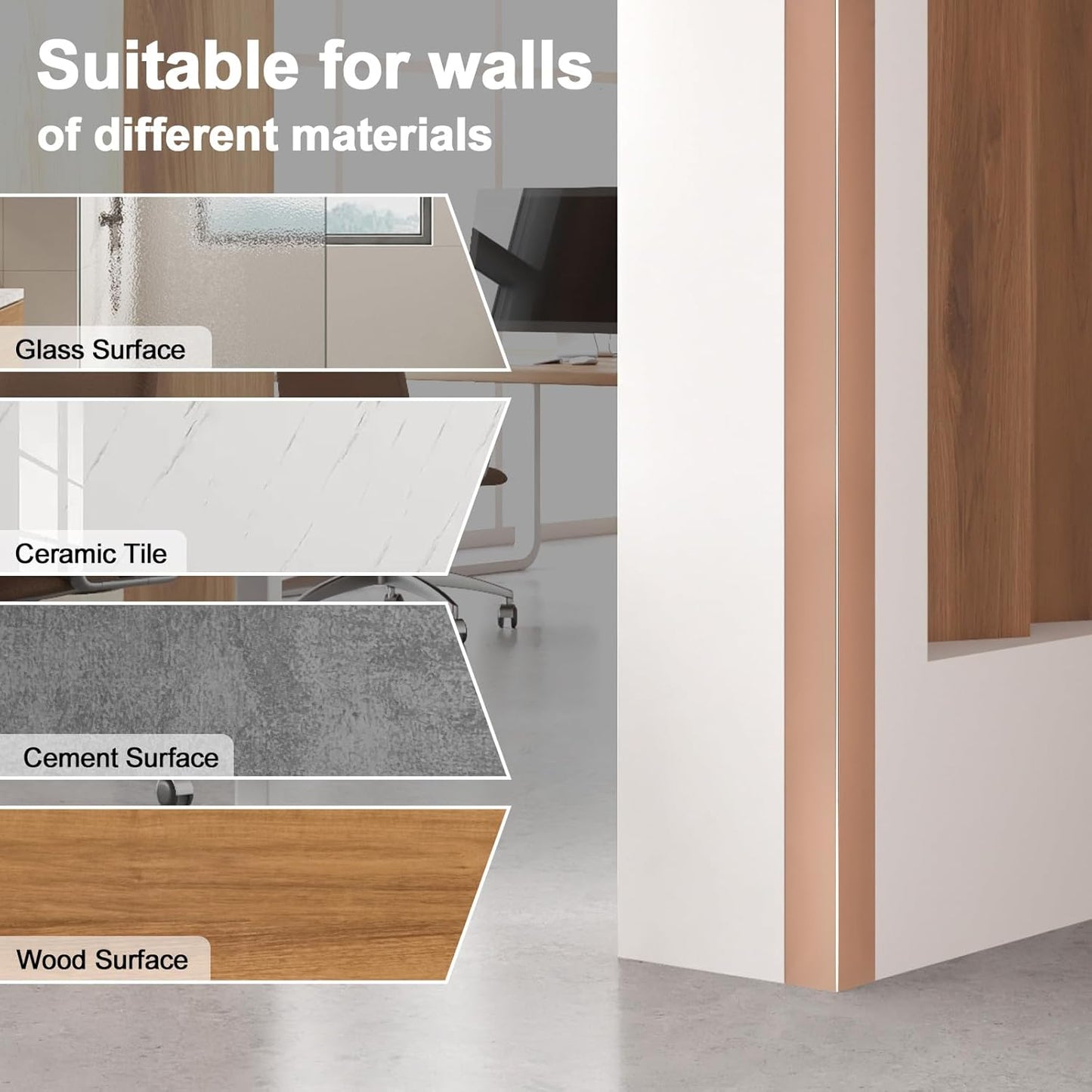 4PCS 45" Aluminum Metal Corner Protectors, Self Adhesive Corner Guards, Metal Wall Edge Protector Strip, Furniture Corner Protectors, Wall Cabinet Baseboard Decoration 45" x 1" (Rose Gold)