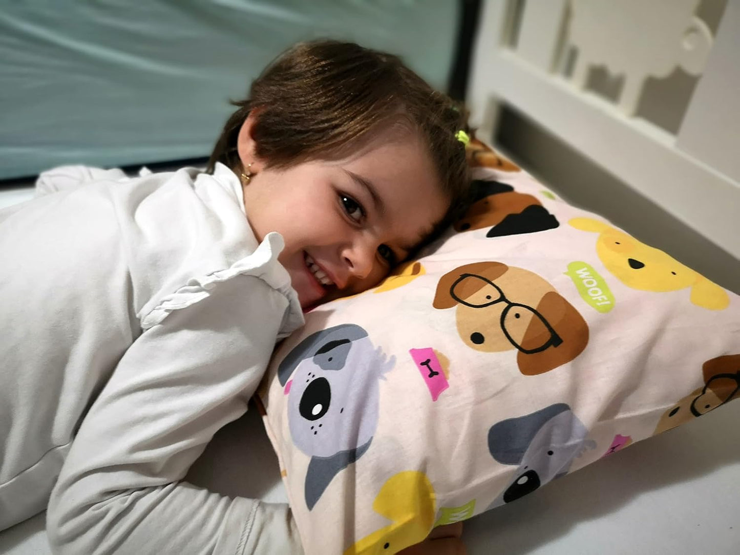 13x18 Toddler Pillowcase Cotton - Kids Pillowcase Puppies, Pillow Cases for Travel Pillows, Toddler Pillow Protector - Puppies with Glasses