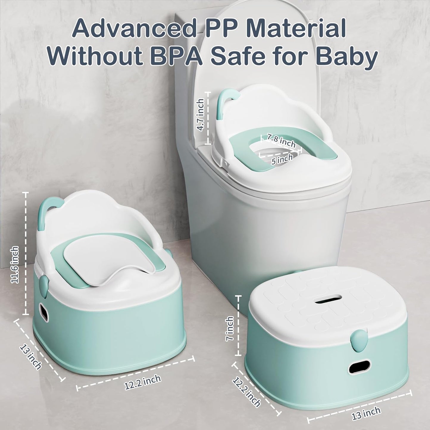 3-in-1 Toddler Potty Training Toilet & Detachable Training Seat & Sturdy Step Stool, Larger Potty Chair for Boy & Girl with Comfortable Backrest, Armrests, Splash Guard