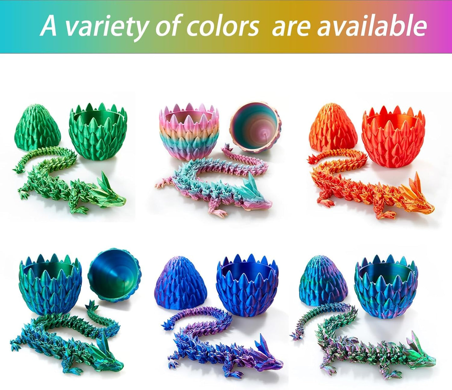 15 inches Dragon with Egg, Colorful Dragon Toy,Articulated Crystal Dragon,Fidget Toy Cool