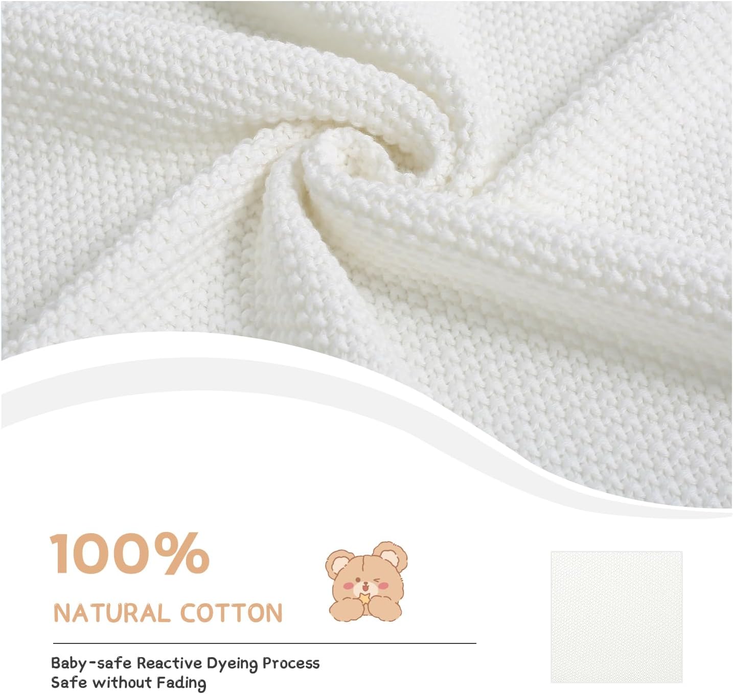 100% Cotton Baby Blanket Knit Lace Soft Warm Toddler Blanket,30 x 40 Inches,White