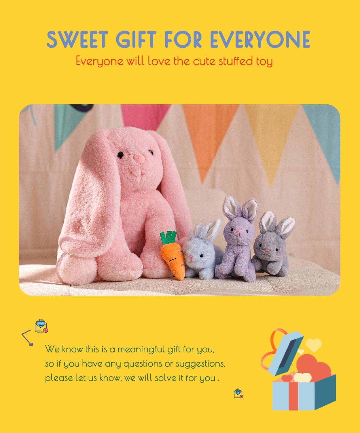 5 Pieces Rabbit Stuffed Animals for Girls,1 Mommy Rabbit with 4 Babies,Plush Bunny Stuffed Toy Gifts for Kids Children 3 4 5 6 7 8 9 Years,Soft Stuffed Bunny for Christmas,Birthday,Party Decorations