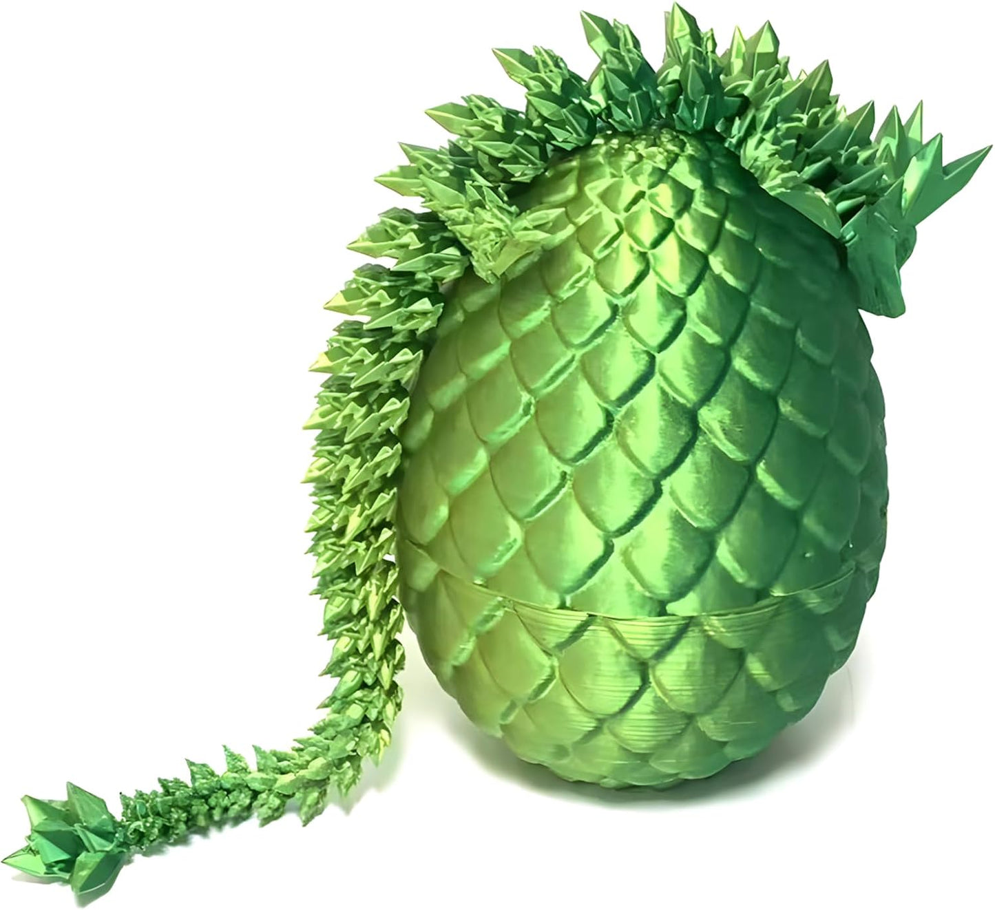 3D Printed Dragon Egg Crystal Dragon Fidget Toy Full Articulated Dragon Mystery Dragon Eggs with Dragon Inside Home Office Desk Decor Gifts Toys (Laser Yellow Green)