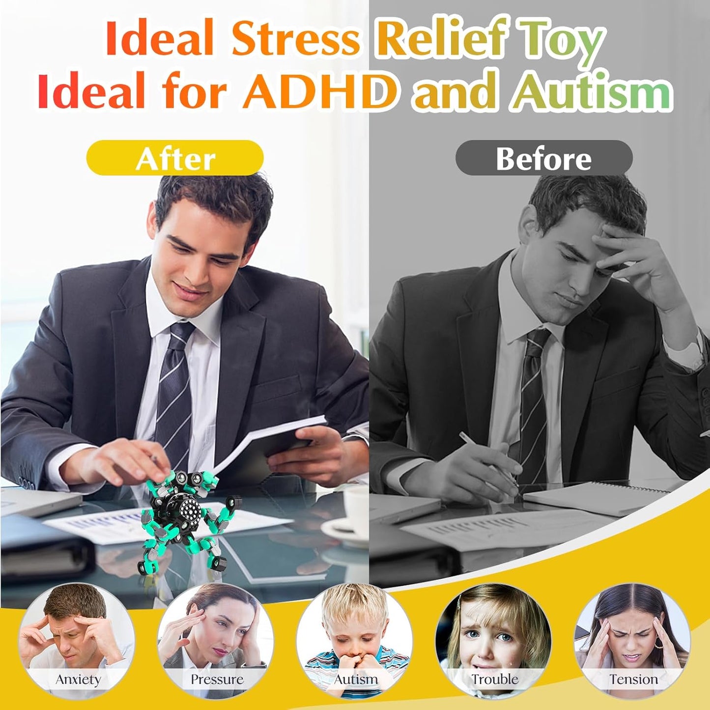 Gokeey Transformable Fidget Spinners for Kids and Adults Stress Relief Sensory Toys for Boys and Girls Fingertip Gyros for ADHD Autism for Kids