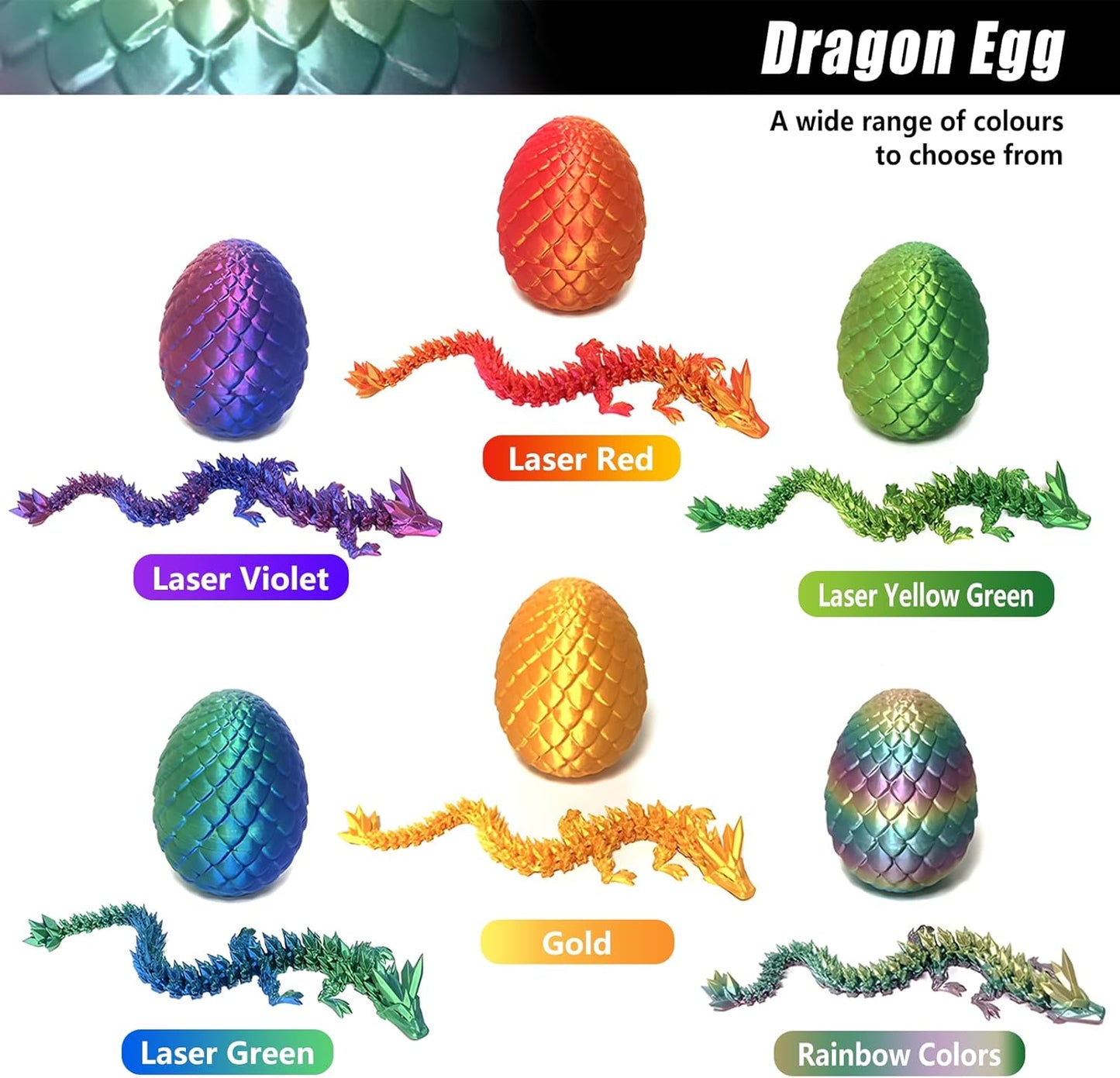 3D Printed Dragon Egg,Mystery Crystal Dragon Fidget Toys,Articulated Dragon,Home Desk Decor Easter Surprise Dinosaur Eggs,Adults Fidget Toys for Autism/ADHD