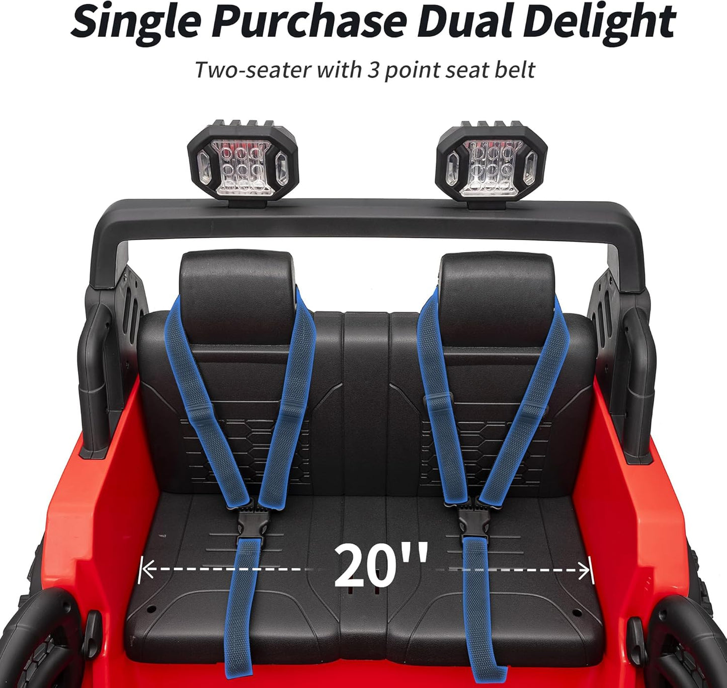 2 Seater Ride on Toy Car for Kids, 24V 4WD Ride-on Truck Kids Electric Car with Remote Control, 4x200W Motors - Red