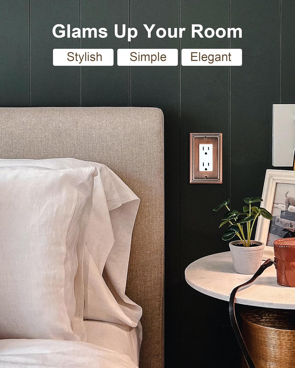 6-Pack Decorator Outlet Cover Plate, Decorative Switch Plates and Outlet Covers, Antique Copper Metal Wall Plates for Electrical Outlets, Receptacle, GFCI Outlet, Dimmer Switch