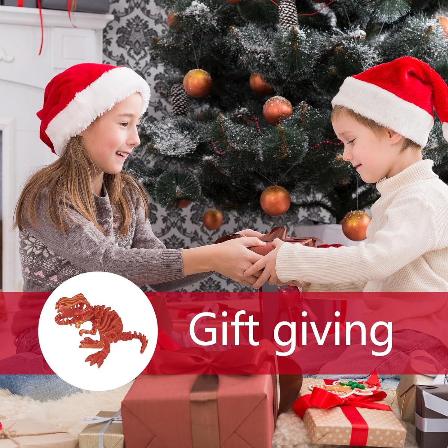 3D Printed Dinosaur Bones Tyrannosaurus Rex Skeleton with Movable Joints, 3D Model Skull T-Rex, Flexible Articulated Dinosaur Fidget Toys Adults for Autism/ADHD