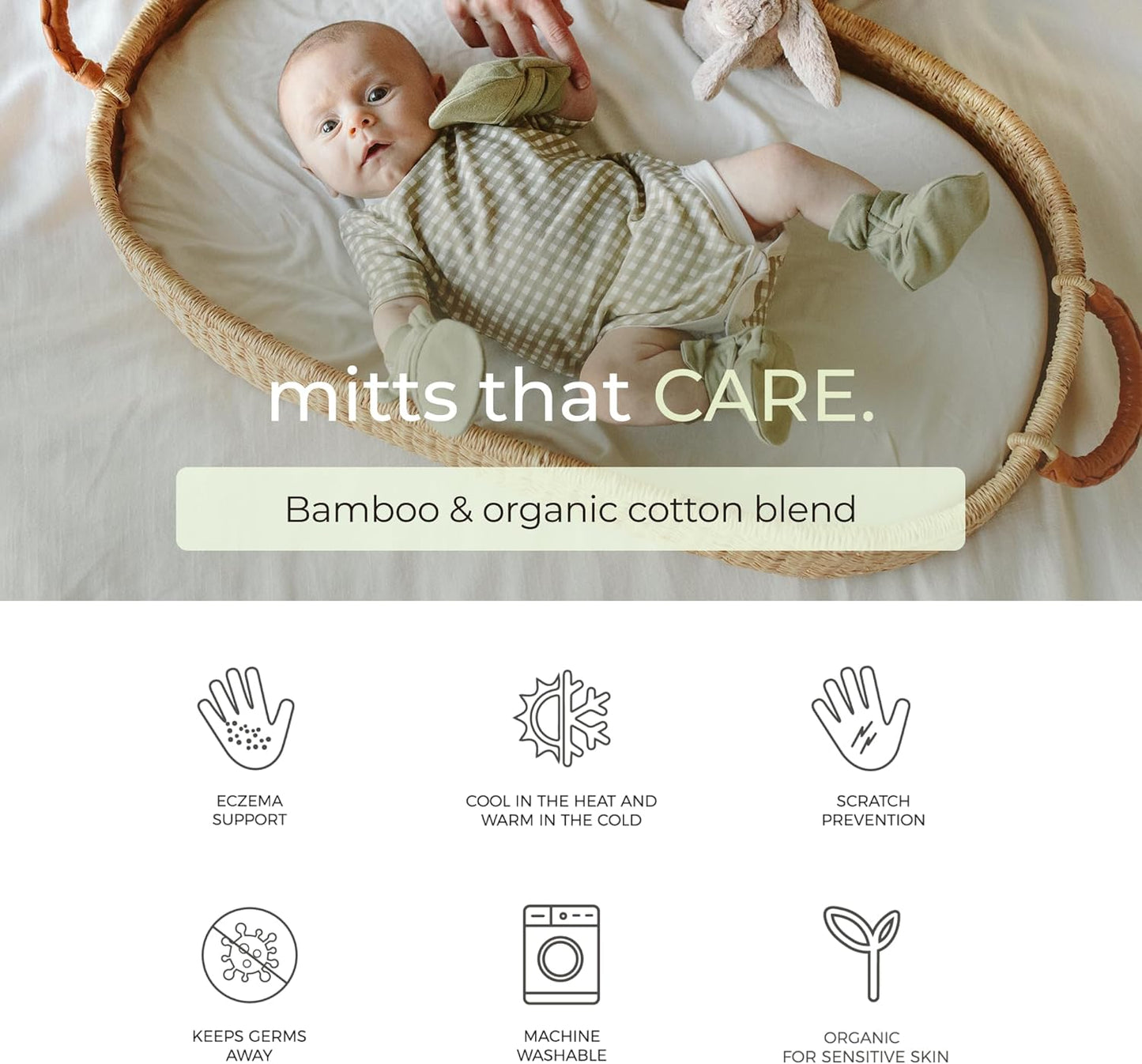 goumikids Viscose Made from Bamboo Cotton Anti-Scratch Soft Stay-On Mitts