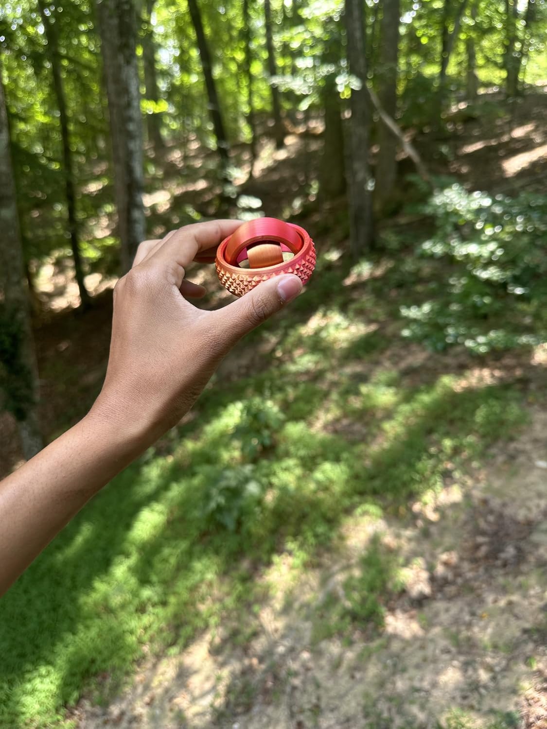 Gyro Spinner - 3D Printed Fidget Toy (Red/Gold), Small