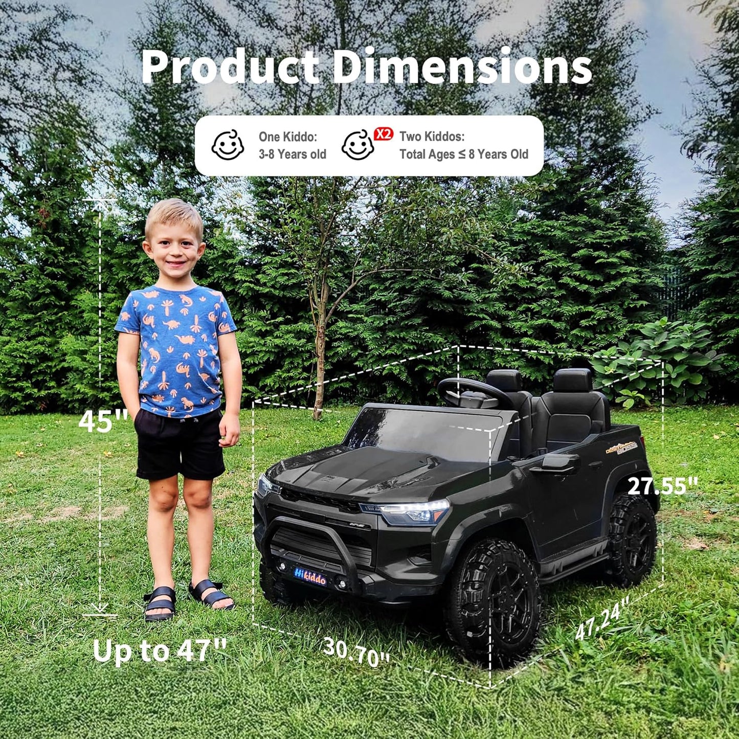 24V 2 Seater Ride on Toy for Big Kids, Electric SUV Kids Car to Drive w/Parent Remote, 2WD/4WD Switchable - Black