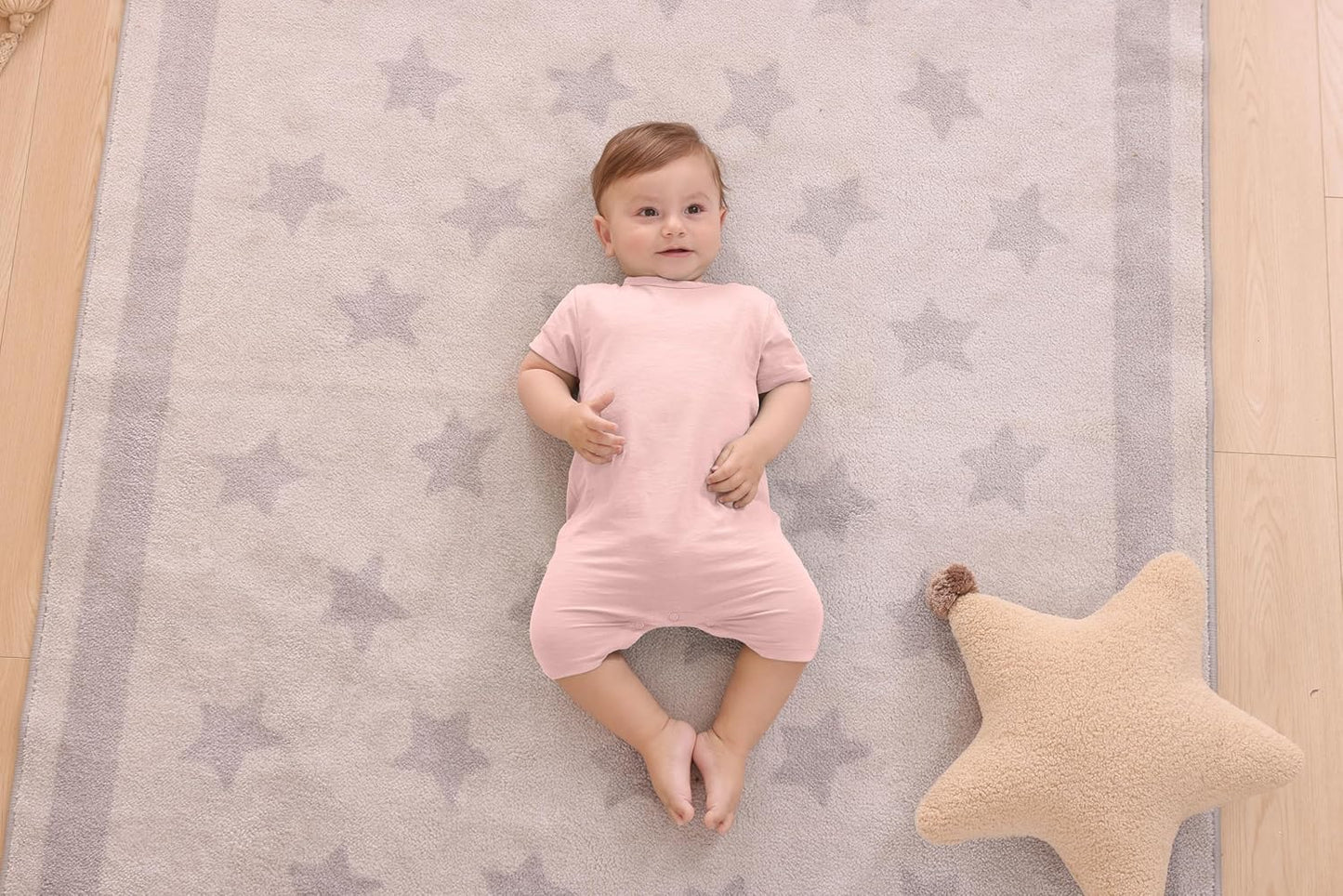GUISBY Baby Short Sleeve Bodysuit Snap Crotch Closure Cotton Pajamas for Baby 3-Packs