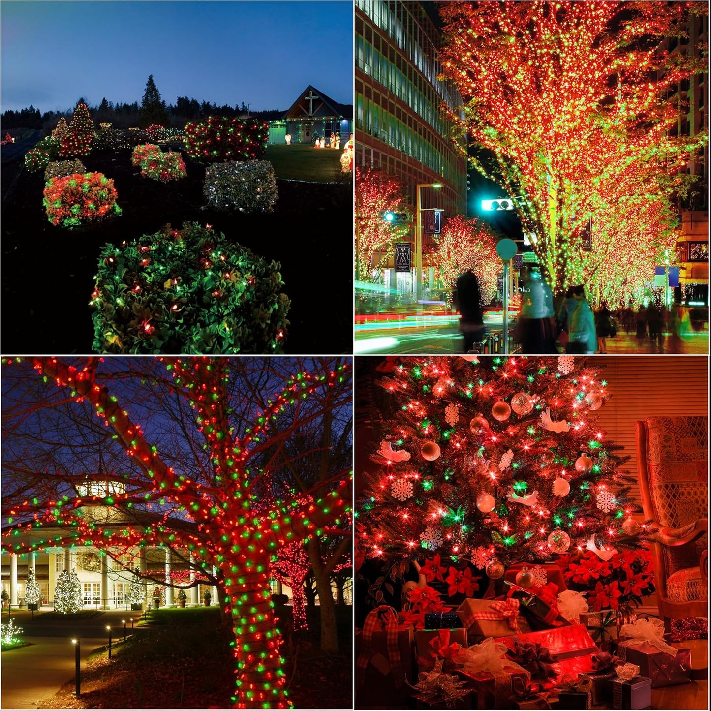 66ft Christmas Decorative Mini Lights, 200 LED Green Wire Fairy Starry String Lights Plug in, 16 Lighting Modes, for Indoor Outdoor Xmas Tree Wedding Party Decoration (Red+Green)