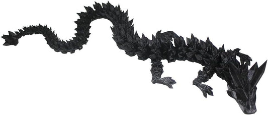 3D Printed Dragon with Dragon Egg 16.5'' Articulated Dragon Crystal Dragon Fidget Dragon Egg Toys Executive Desk Toys (Black, Dragon Only)