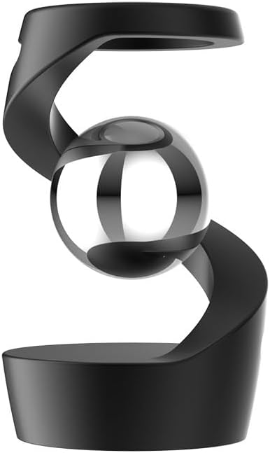 Aerospace Aluminum Adult Fidget Spinner: Optical Illusion Desk Toy, Gravity-Defying Metallic Shape, Stainless Steel Sphere, Stress Relief Kinetic Sculpture (Black Silver)