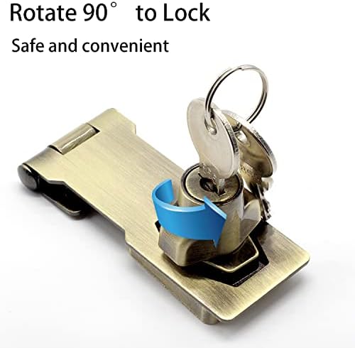 2 Packs Keyed Hasp Locks Twist Knob Keyed Locking Hasp for Small Doors, Cabinets and More,Stainless Steel Steel, Hasp Lock Catch Latch Safety Lock Door Lock with Keys (3inch, Bronze)