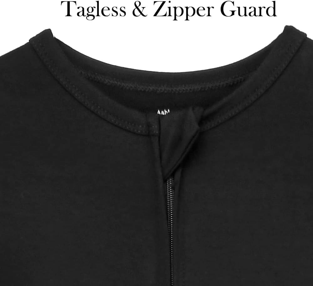 Aablexema Baby Zipper Pajamas Bamboo Rayon, 3pcs Unisex Infant Onesie with Mitten Long Sleeve Footed Pjs