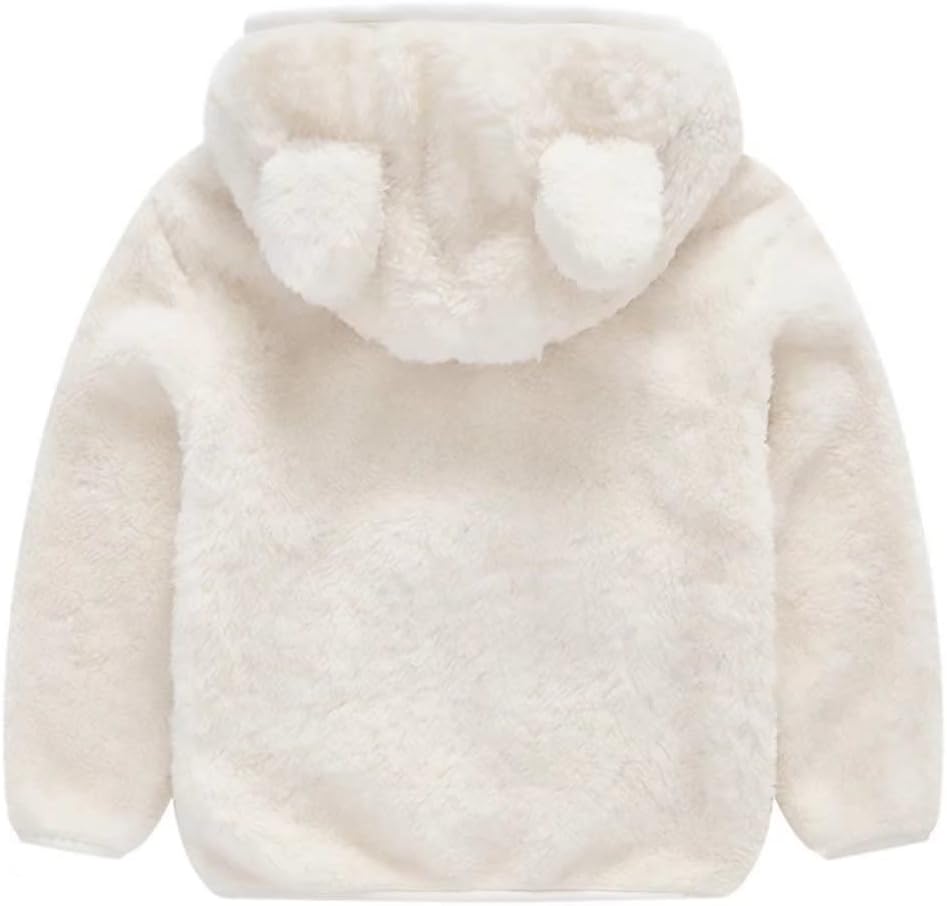 AIWUHE Toddler Boys Girls Hooded Jacket Fleece Hoodie Winter Warm Solid Color Teddy Coat Zip-up Bear Ear Sweater Fall Clothes
