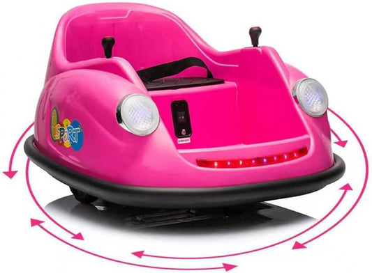 12V Bumper Car for Toddlers, Electric Toy Ride on Battery Car with Kids W/Parent Remote Control, 2-Speed, 360 Degree Spin, Music & LED Lights for Kids, Pink