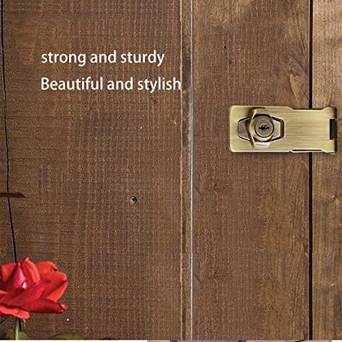 2 Packs Keyed Hasp Locks Twist Knob Keyed Locking Hasp for Small Doors, Cabinets and More,Stainless Steel Steel, Hasp Lock Catch Latch Safety Lock Door Lock with Keys (3inch, Bronze)