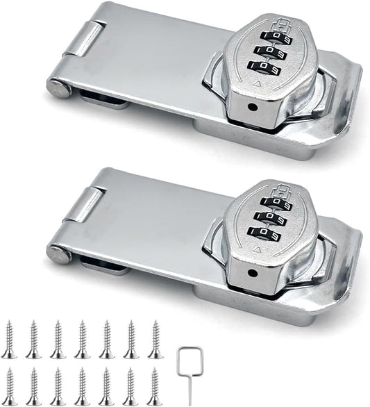 2Pcs Cabinet Password Rotary Hasp Locks,4 Inch Keyless Combination Lock for Cabinets,Gates,Doors,Closets and More (Silver)