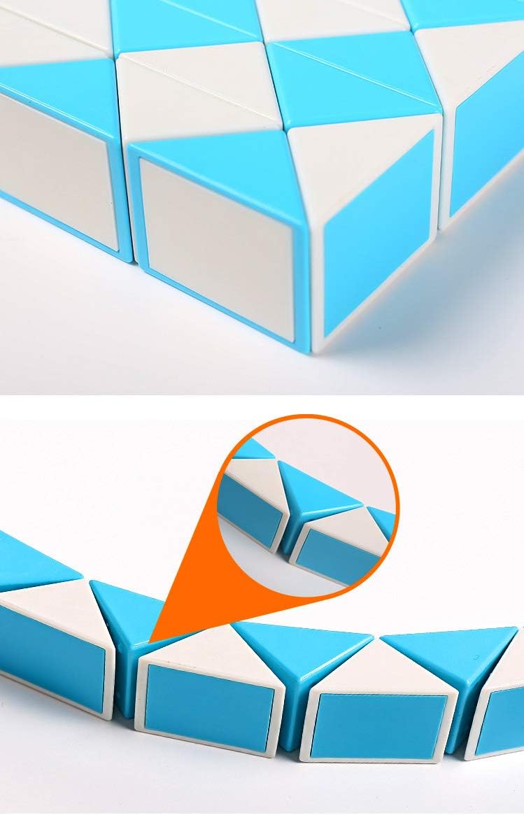 2PACK 36 Stages Fidget Magic Snake Cube Puzzles Twist Ruler Speed Cubes Brain Teaser Game Toys for Kids Random Color (36 Block)