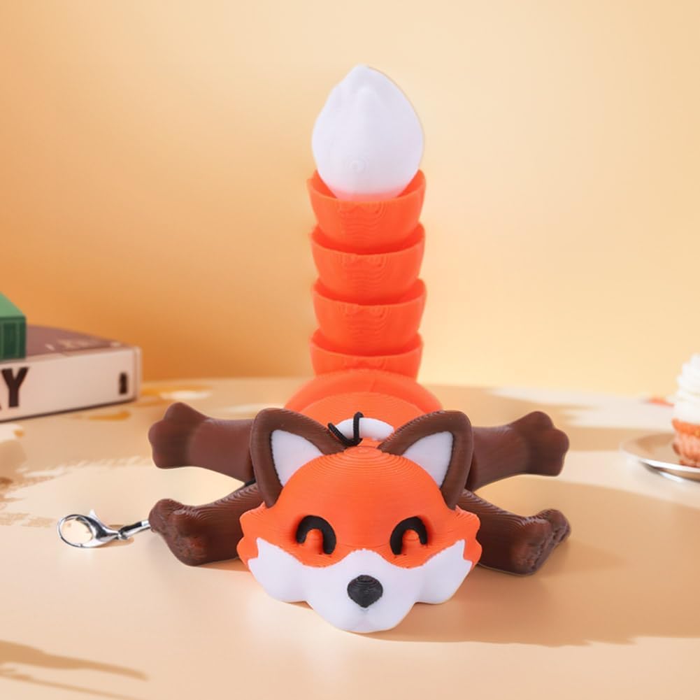 3D Printed Articulating Fox Sculpture,1PCS 3D Printed Animals Toy,Adorable Animal Figurine,Crystal Fox Fidget Toys,Adults Fidget Toys for Autism ADHD,Home Office Decor (Orange Fox)