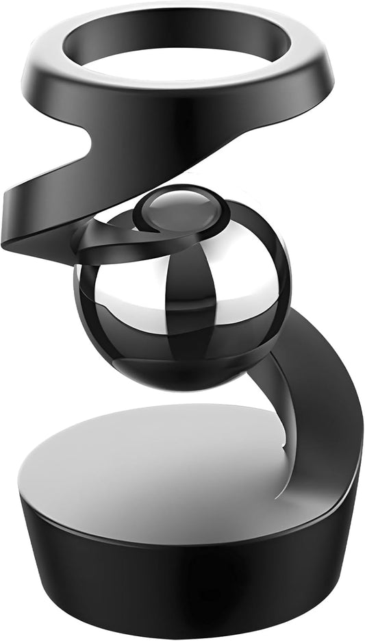 Gravity Defying Kinetic Desk Toy, Desktop Suspended Gyroscope, Executive Desk Toy Levitating Spinning Metal, Rotating Spinner with Floating Ball for Desktop Decor (Black)