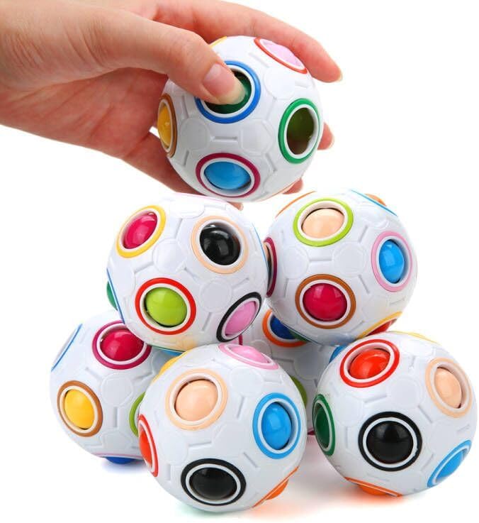 6Pack Magic Rainbow Puzzle Ball Fidget Toys, Matching Puzzle Balls Toy Stress Reliever 3D Speed Fisget Ball Brain Teasers Games for Kids Adults Christmas Stocking Stuffers Party Favor Birthday Gifts