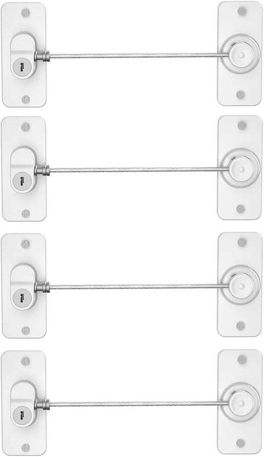 Fridge Lock (4 Pack),Refrigerator Lock with Keys,for Fridge, Cabinet Locks, Drawers, Dishwasher, Toilet and Child Safety Cabinet Locks, Traceless Adhesive No Drilling (White)