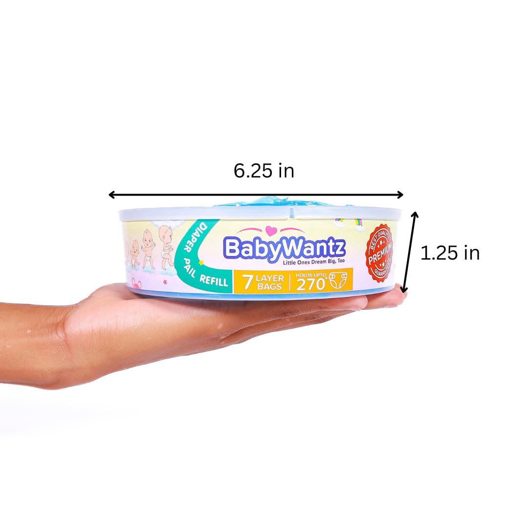 Premium Diaper Pail Refill Bags Compatible with Diaper Genie Pails - 4 Pack - Holds up to 1080 Newborn Diapers