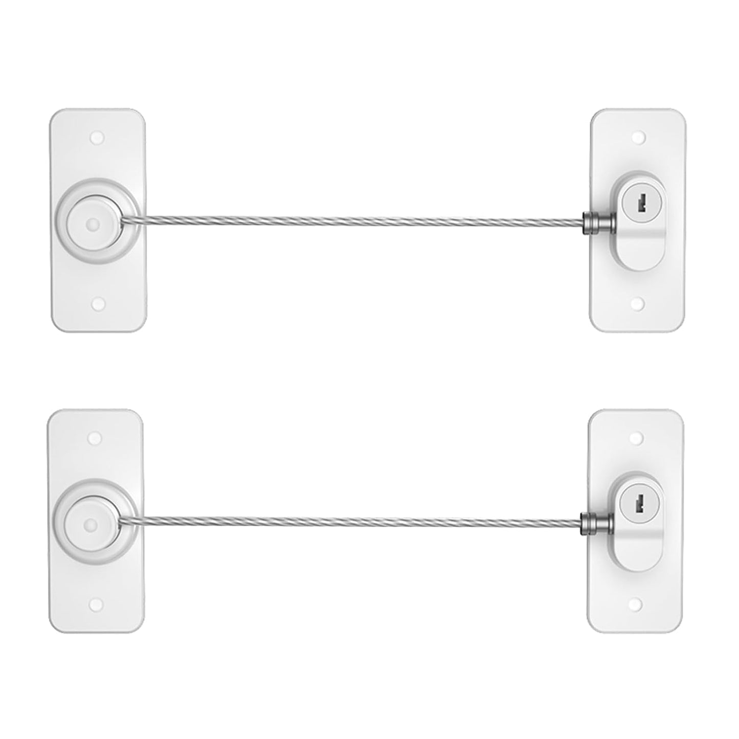 Refrigerator Lock with Key, Fridge Locks,Lock for Fridge Freezer, Cabinets and Drawers, Air Oven Air Fryer, Closets, Windows, 2 Pack Refrigerator Lock with 4 Keys (White-Mini)