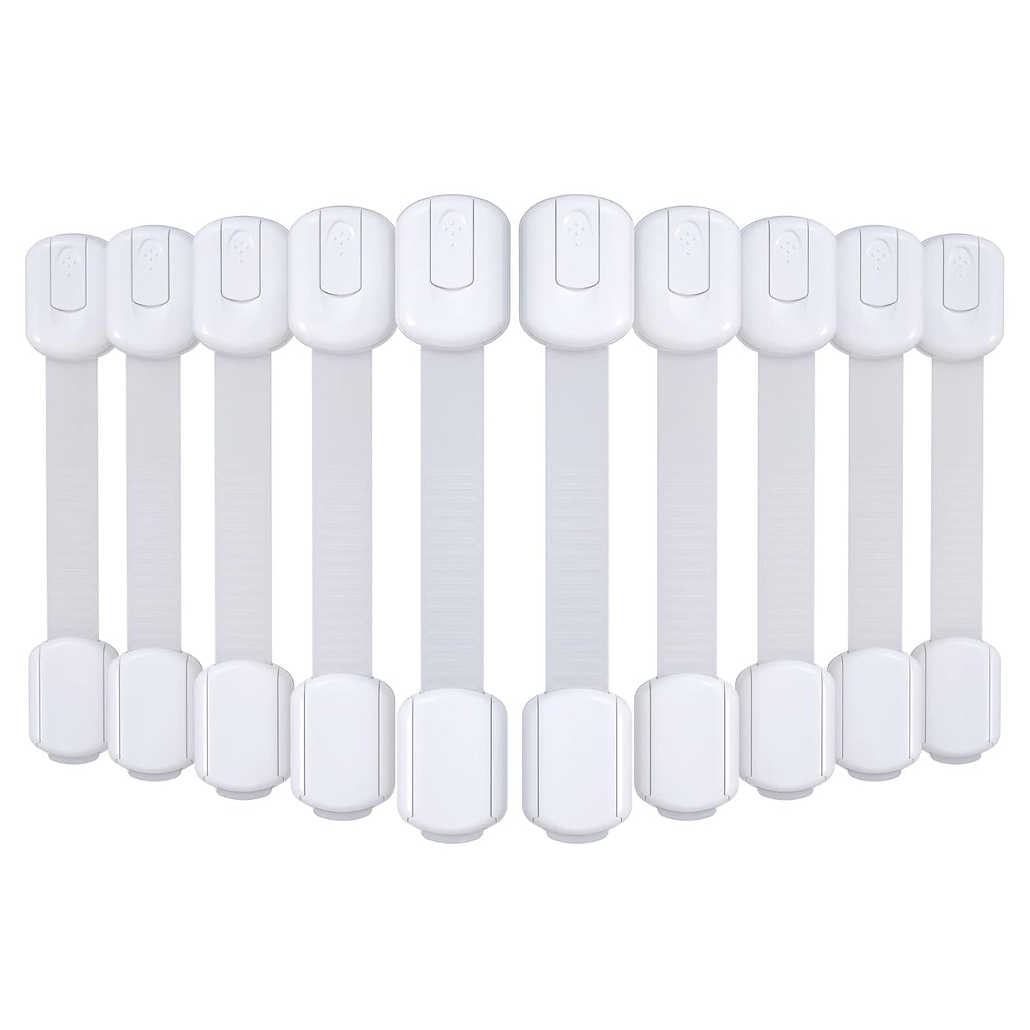 4our Kiddies 10 Pack Baby Proof Cabinet Latches, Childproof Drawer Latches with 6 Extra 3M Adhesives, Adjustable Child Safety Cabinet Strap Locks, Baby Drawer Locks for Kids and Child Safety