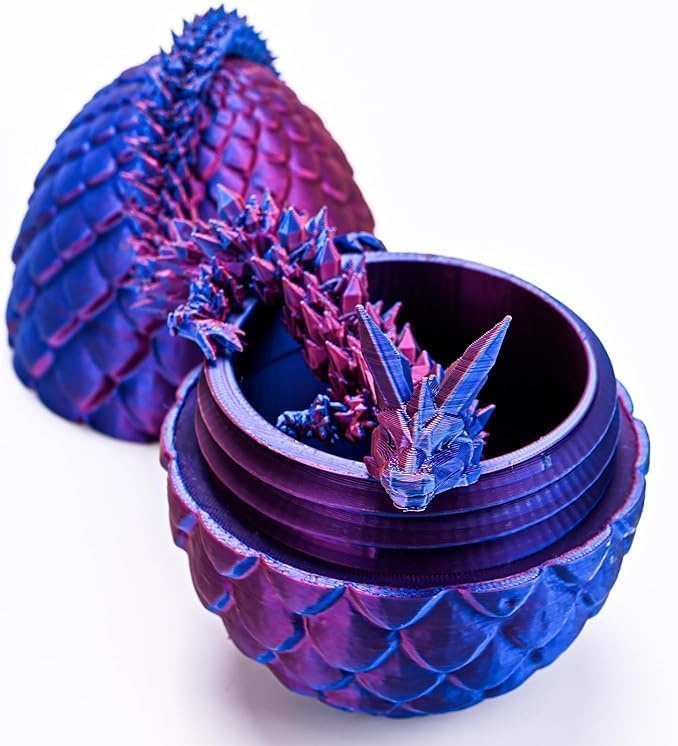 3D Printed Dragon Egg, 12inch Dragon Fidget Toys with Wings Easter Basket Stuffers Executive Desk Toys Crystal Dragon for Autism/ADHD Home Office Decor