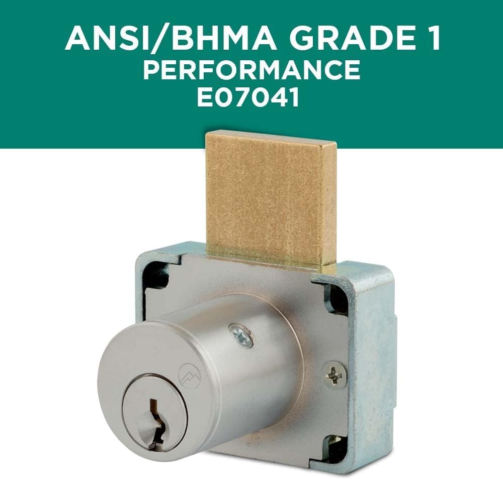 200DW Deadbolt Lock | 7/8" Chrome Key Lock US26D | NATL KA101 Easily Rekeyable Drawer Lock, Keyed Alike | Grade 1 Drawer Locks | Vertical Deadbolt Lock | Door Lock for Drawers