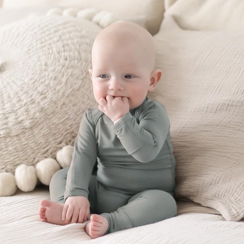 GUNAMUNA Unisex Baby Toddler Ultra-Soft Convertible Pajama, Footie or Romper Sleeper with Diaper Zipper, Newborn to 24 Months